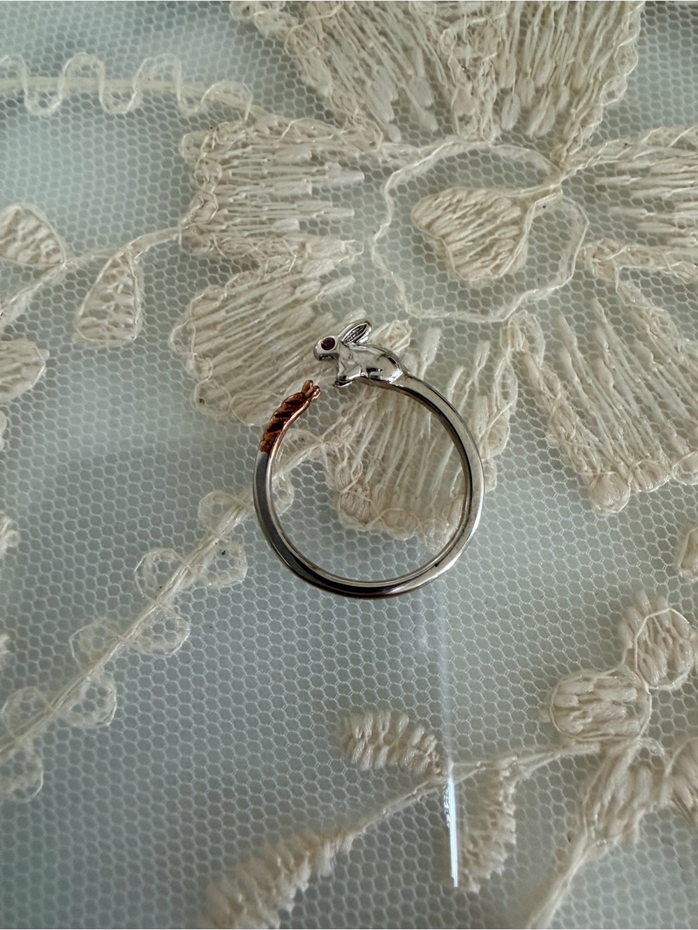 925 Bunny Rabbit 🐇 with Carrot 🥕 Ring - Size 5